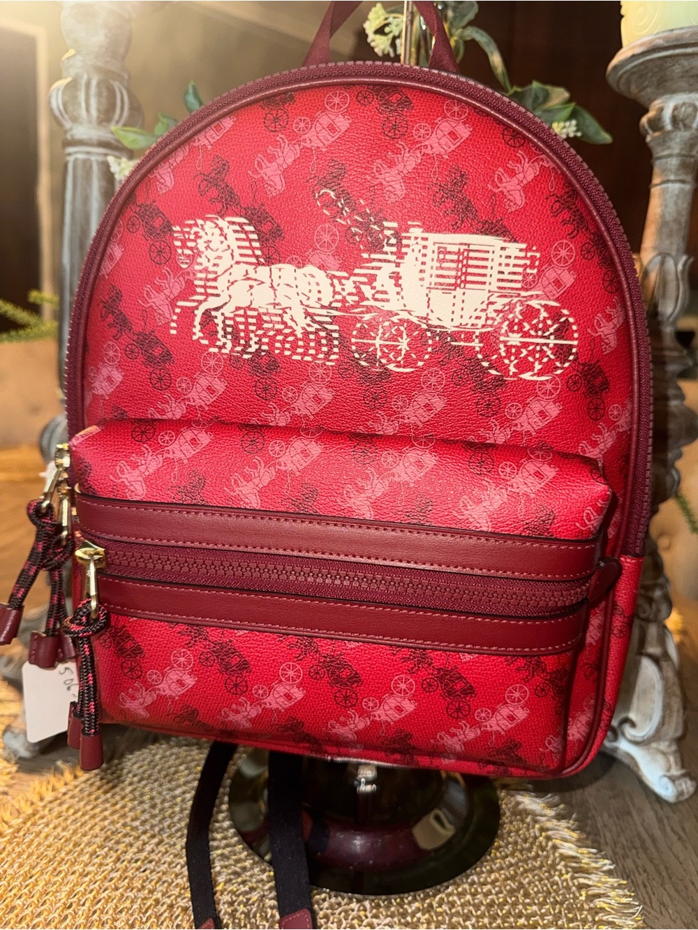 NWOT Coach Red Signature Horse & Carriage Medium Size Backpack 🌹